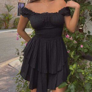 Princess Polly Black Ruffle Romper (XL)